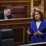 La portavoz del Gobierno y ministra de Hacienda, María Jesús Montero, durante su intervención en la sesión de Control al Ejecutivo el pasado miércoles en el Congreso