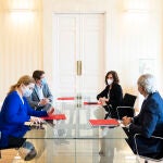 Reunión mantenida entre el alcalde de Madrid Martínez Almeida y la presidenta de la Comunidad, Isabel Díaz Ayuso en la sede de la Comunidad en la Puerta del Sol, junto al consejero de Sanidad, Enrique Ruiz.