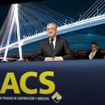 El presidente de ACS, Florentino Pérez, durante la junta de accionistas de la compañía, en Madrid