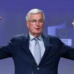 El negociador jefe de la UE, Michel Barnier, durante la rueda de prensa en Bruselas