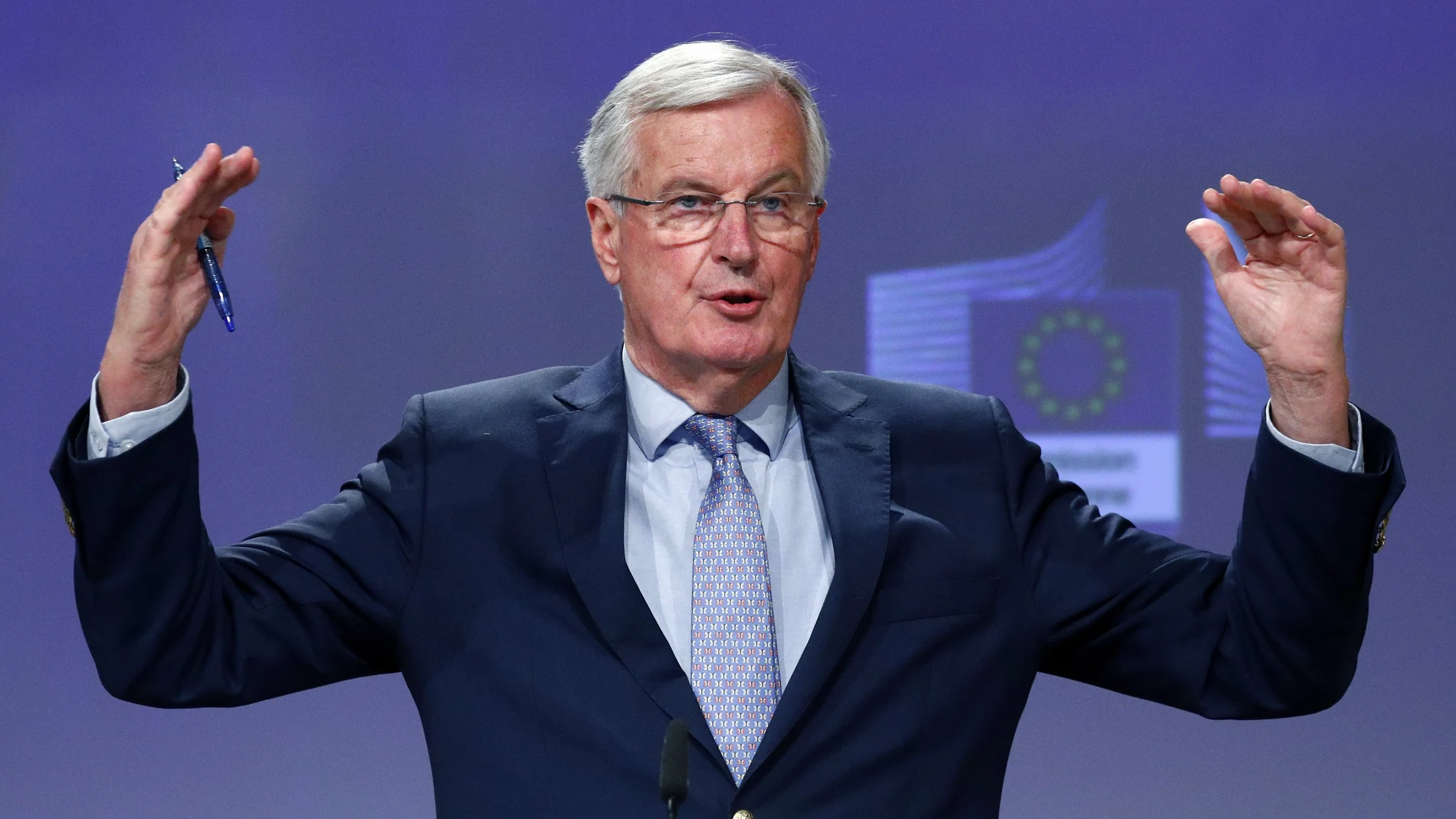 El negociador jefe de la UE, Michel Barnier, durante la rueda de prensa en Bruselas