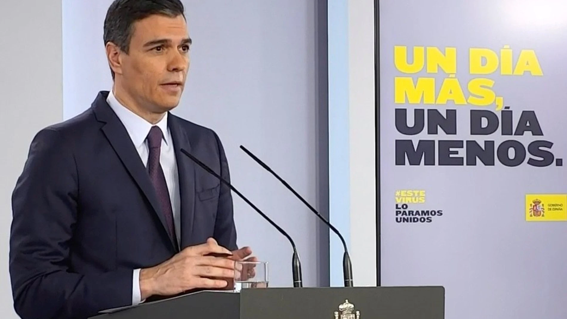El presidente del Gobierno, Pedro Sánchez, durante su comparecencia hoy en Moncloa
