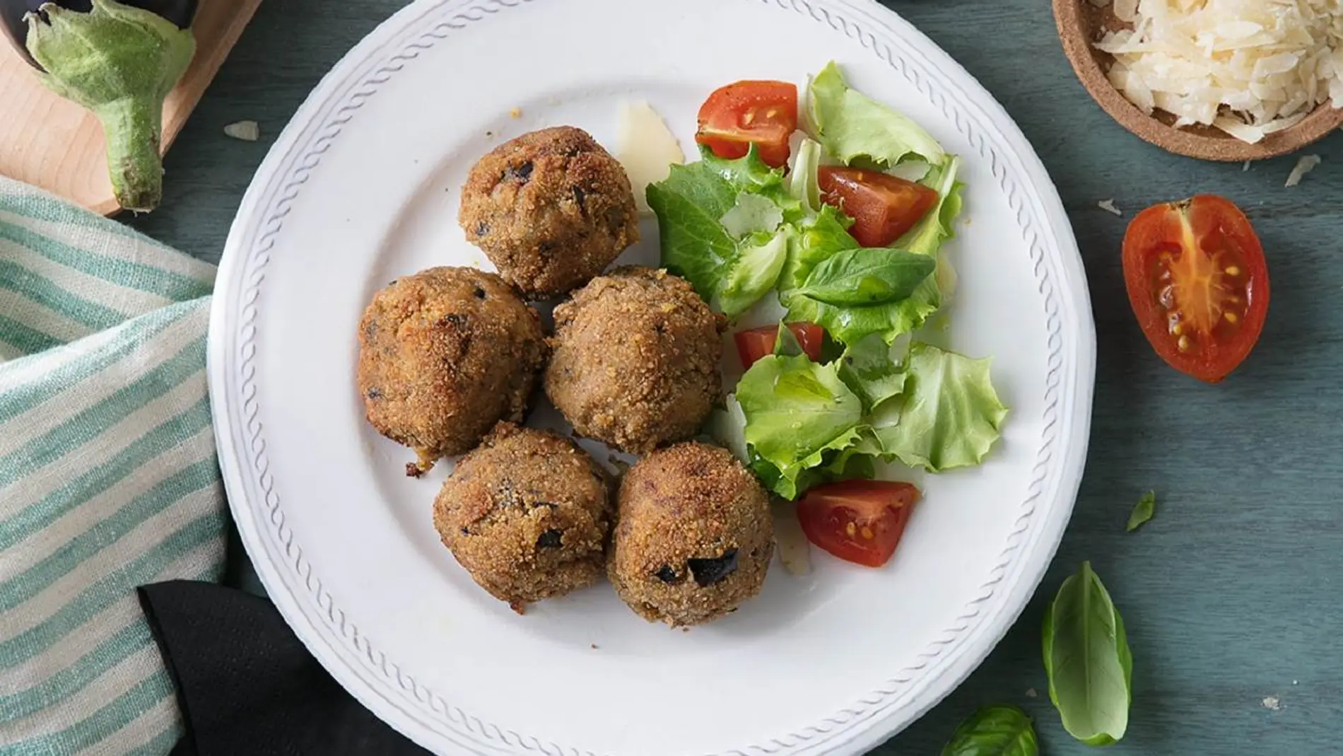 Albóndigas de berenjena con queso Grana Padano