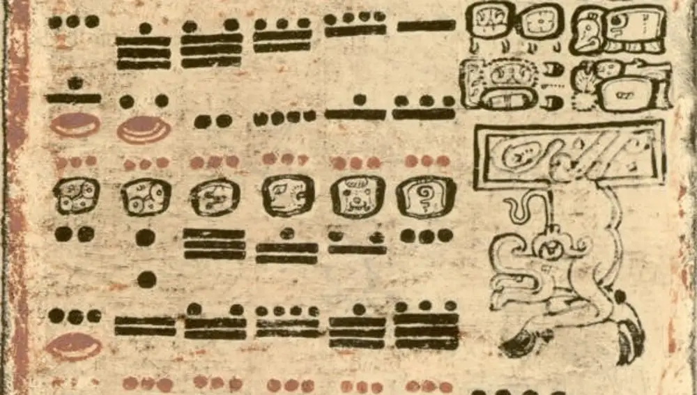 Fragmento del códice maya de Dresden, fechado en el siglo XI
