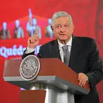 El presidente mexicano, Andrés Manuel López Obrador, durante una de sus habituales ruedas de prensa &quot;mañaneras&quot;