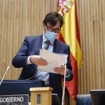 El ministro de Sanidad, Salvador Illa comparece en la Comisión de Sanidad del Congreso celebrada este jueves sobre la evolución de la crisis del coronavirus