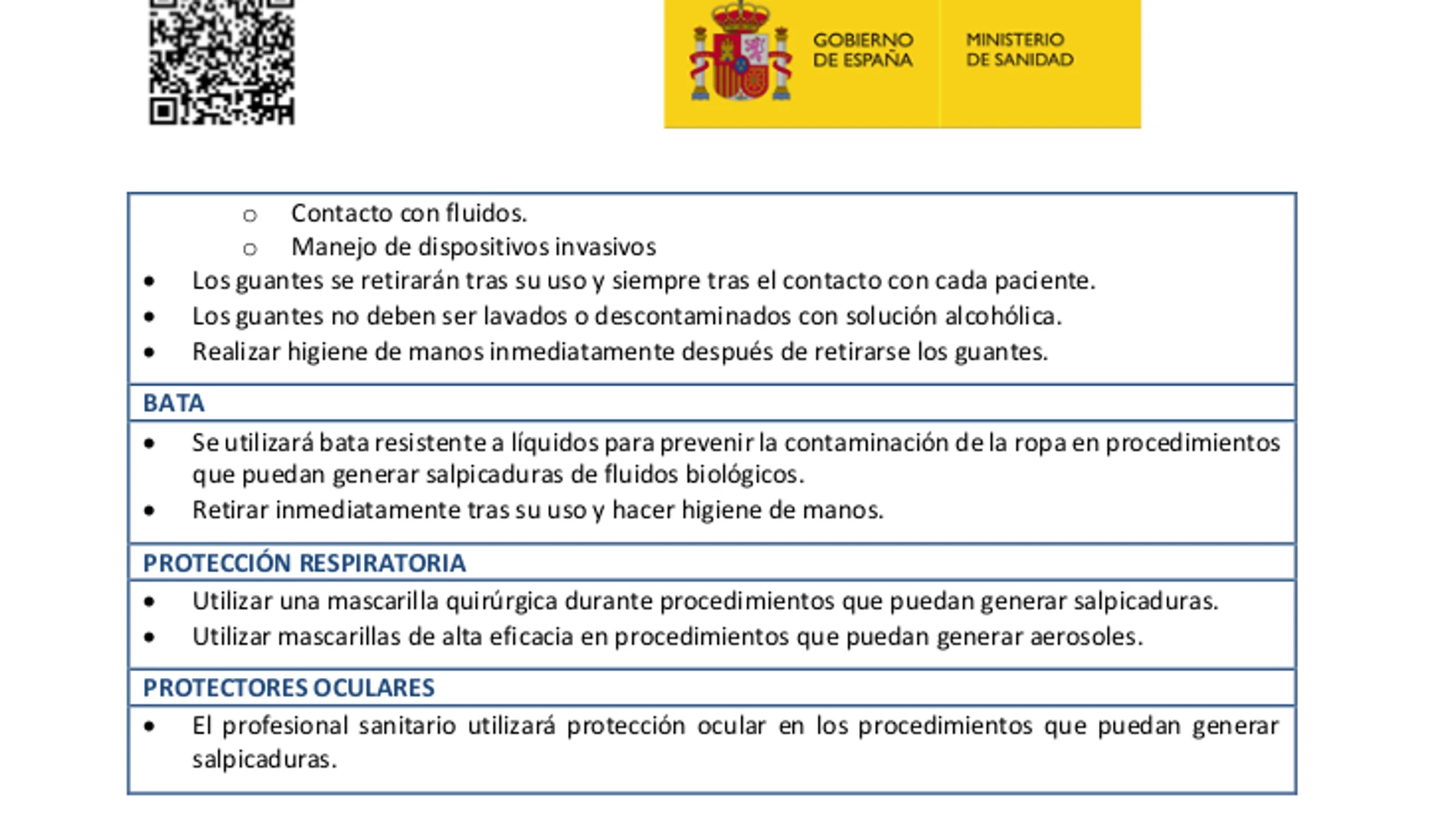 Informe del 20 de mayo donde se insta a utilizar mascarillas poco seguras en los hospitales.