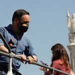 El líder de Vox, Santiago Abascal, en la plaza de Colón