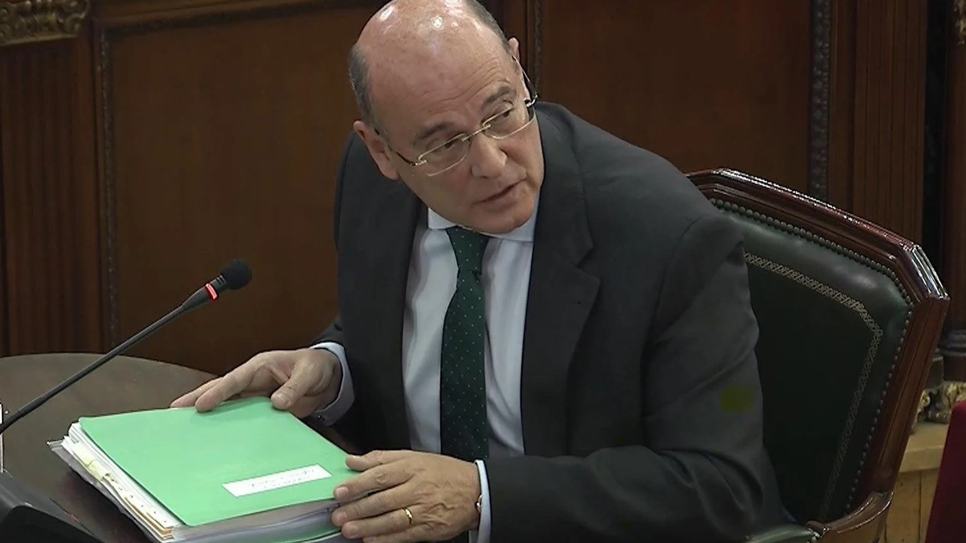 Captura de la señal del Tribunal Supremo con la declaración en el juicio del "procés" del coronel Diego Pérez de los Cobos que declaró como testigo. EFE/Tribunal Supremo
