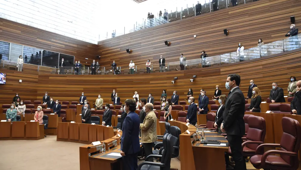 Minuto de silencio en las Cortes momentos antes de la interveción del Procurador del Común