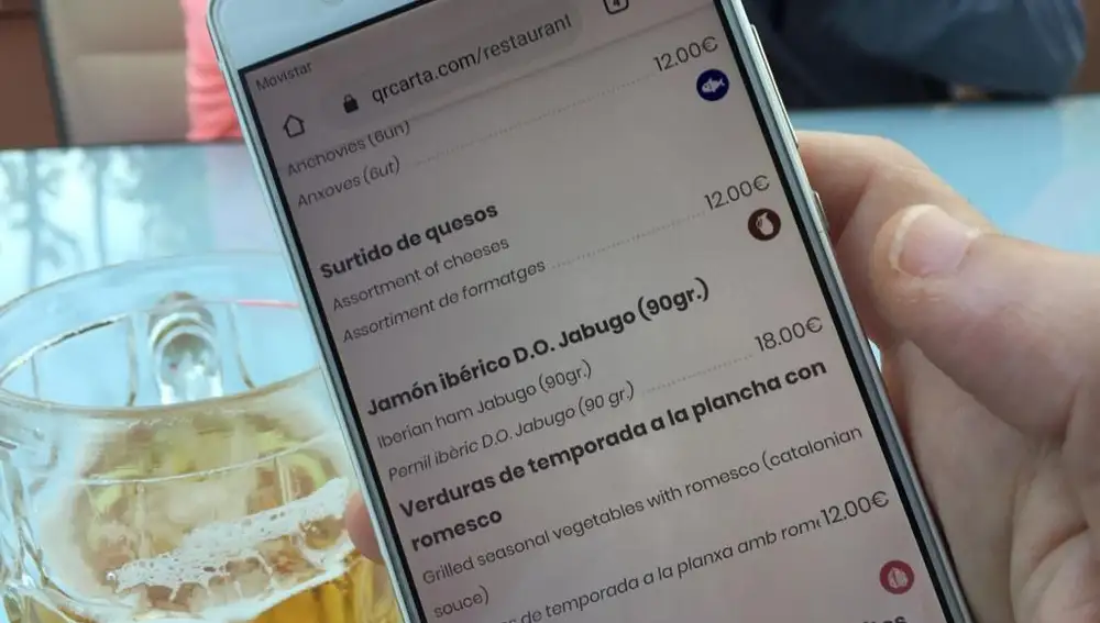 QR Carta permite ver el menú del bar desde el móvil