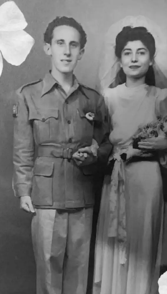 Fotografía de su boda en 1945