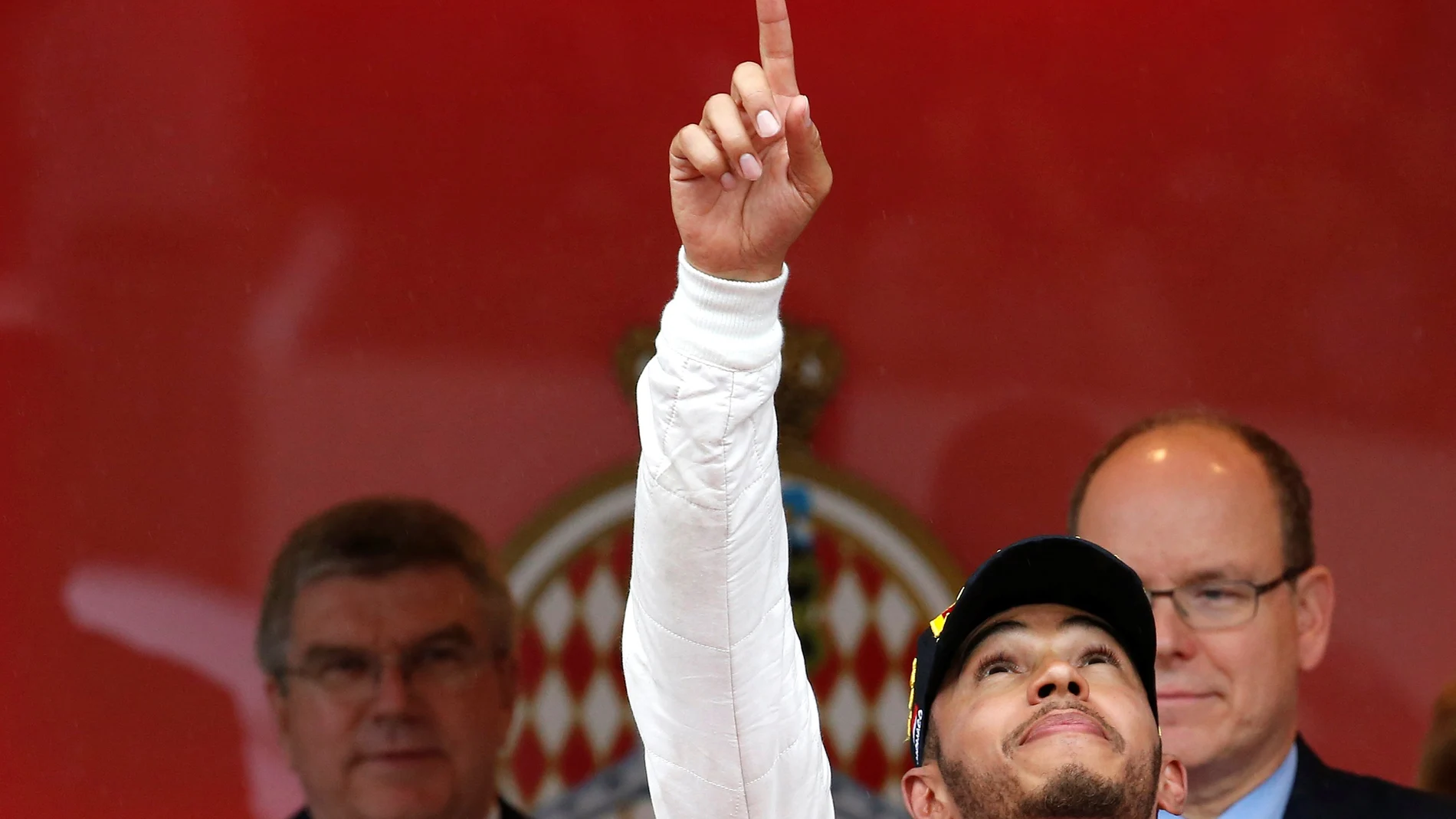 FILE PHOTO: Lewis Hamilton celebrates after edging out Red Bull's Daniel Ricciardo to win the Monaco Grand Prix.