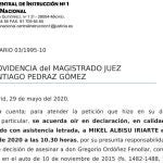 Citación para declarar como presunto responsable del asesinato de Gregorio Ordóñez