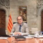El presidente de la Generalitat, Quim Torra, en la reunión de presidentes autonómicos este domingo con el presidente del Gobierno, Pedro Sánchez.
