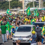 31 May 2020, Brazil, Rio de Janeiro: Supporters of Brazilian President Jair Bolsonaro march during a protest against the Supreme Federal Court (STF). Photo: Ellan Lustosa/ZUMA Wire/dpa31/05/2020 ONLY FOR USE IN SPAIN