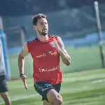 Luis Pérez entrenando con el Tenerife.