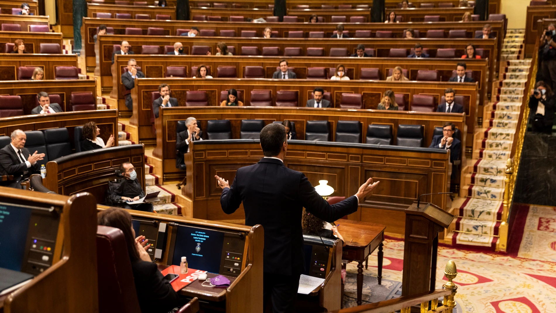 El presidente del Gobierno, Pedro Sánchez, durante la sesión de control al Gobierno