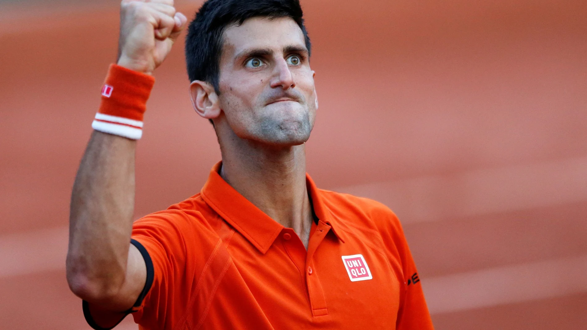 FILE PHOTO: Novak Djokovic celebrates after his 6-3 6-3 5-7 5-7 6-1 victory over Andy Murray in the French Open semi-final.