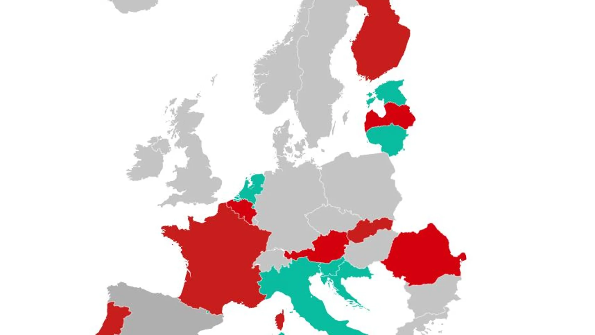Mapa de las frontera de Europa