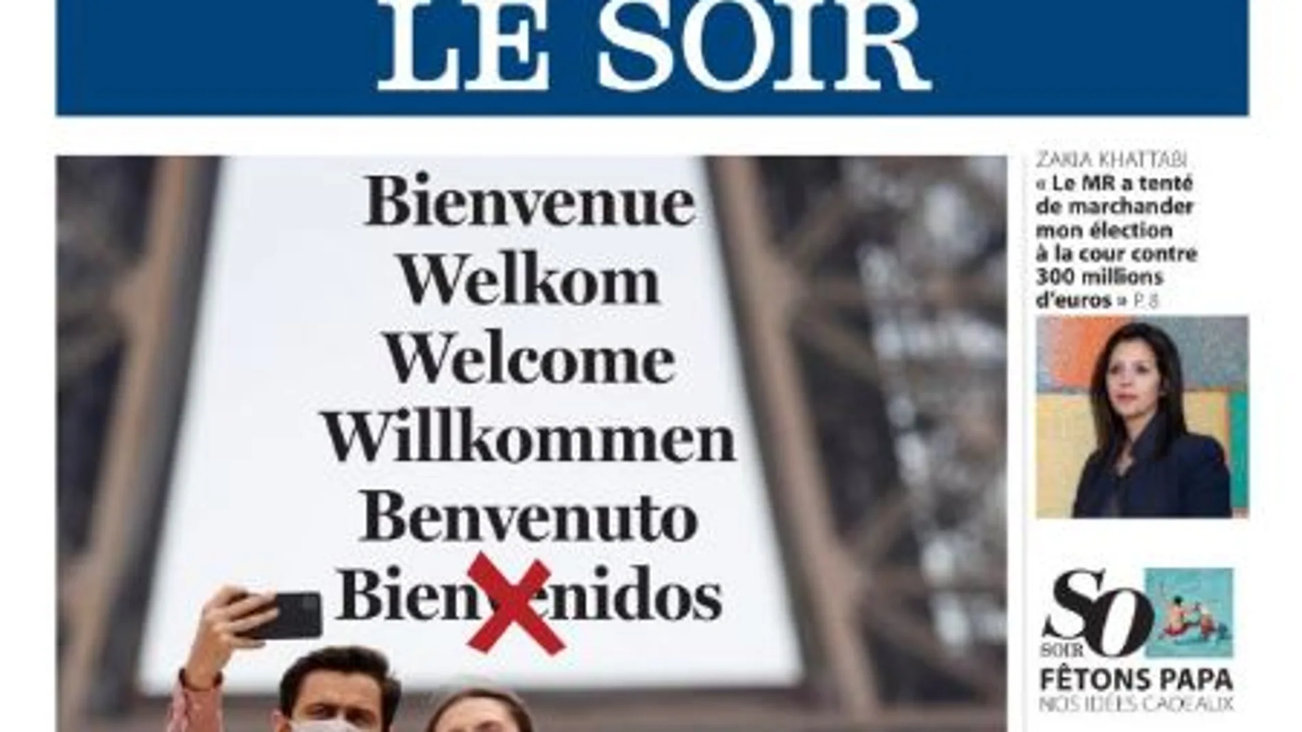 Portada del diario belga "Le Soir"