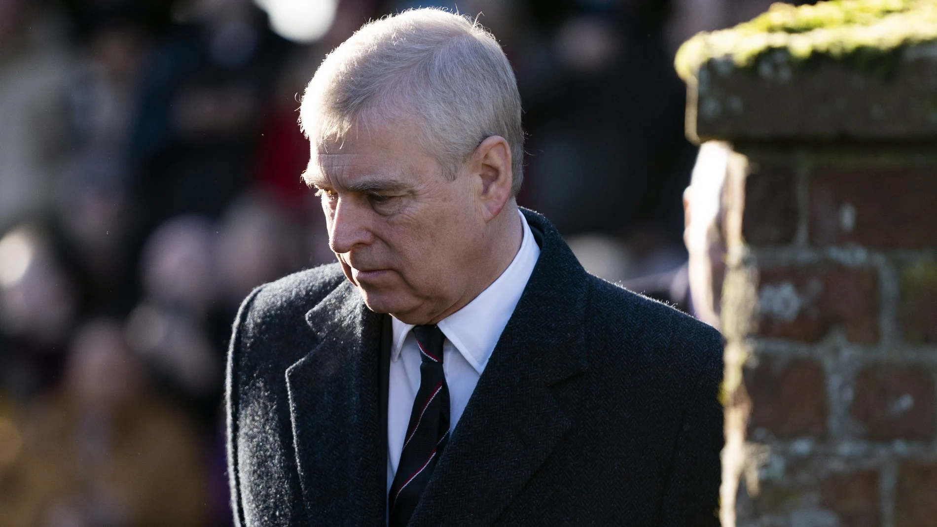 Britain's Prince Andrew, Duke of York arrives for a church service with Queen Elizabeth II (unseen) at St Mary the Virgin in Hillington, Norfolk, Britain.