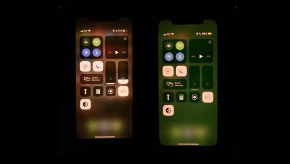 Pantalla del iPhone 11 con color verde