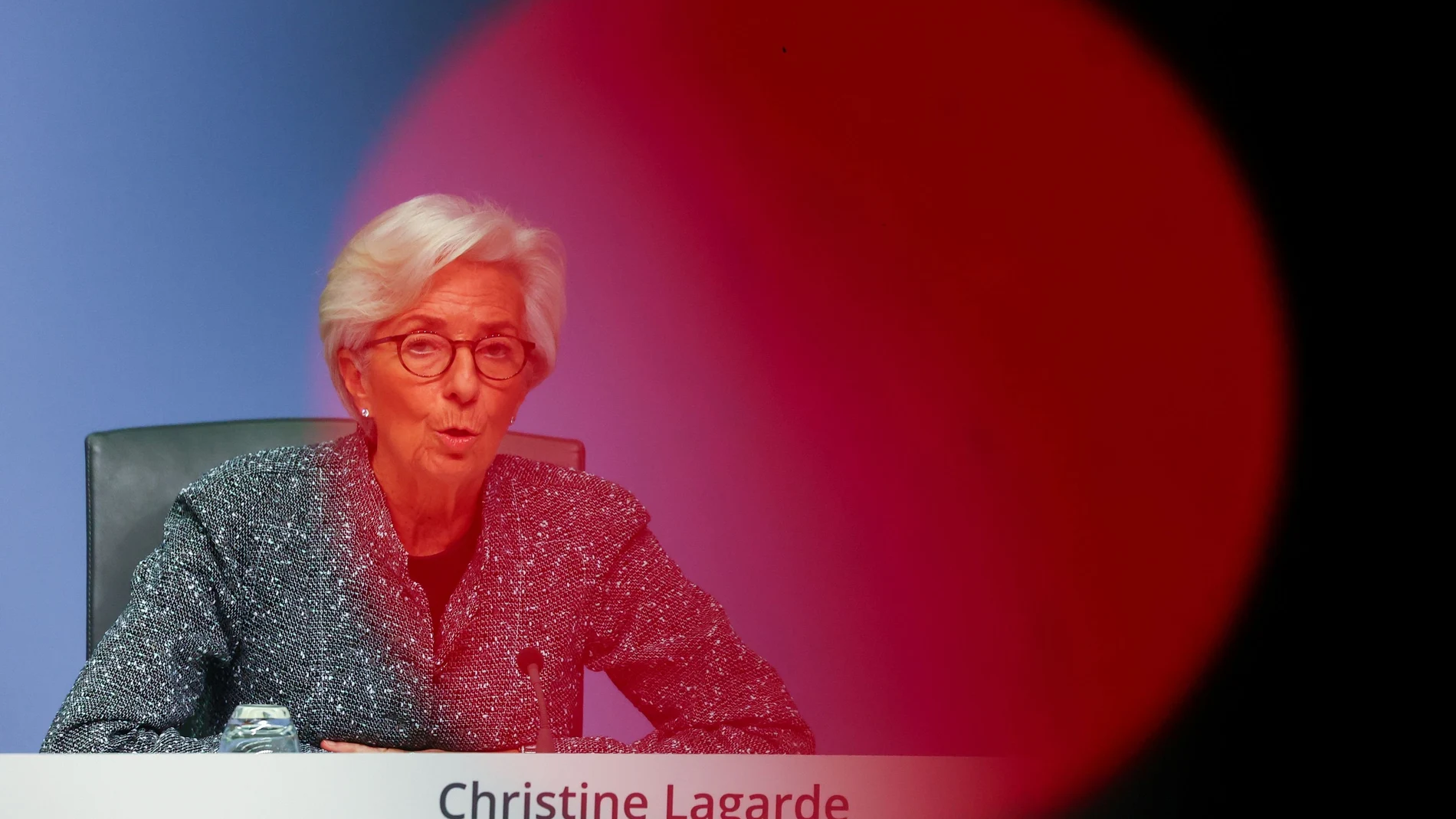 FILE PHOTO: European Central Bank (ECB) President Christine Lagarde addresses a news conference on the outcome of the meeting of the Governing Council, in Frankfurt