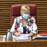 La consellera de Sanitat, ana Barceló, a su llegada a la comisiónde Sanidad de Les Corts Valencianes