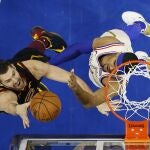Kevin Love y Tobias Harris, en un partido de esta temporada