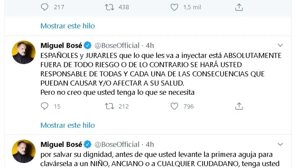 Los tuits de Miguel Bose (I)