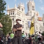 Manifestación de ciclistas frente frente al ayuntamiento de Madrid el pasado 2 de junio