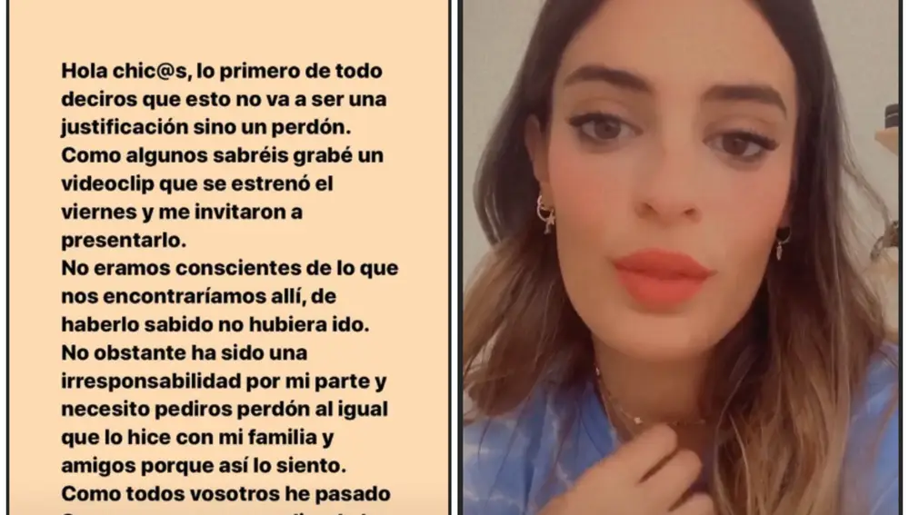 Susana Molina, se disculpa en redes sociales por acudir a la fiesta ilegal