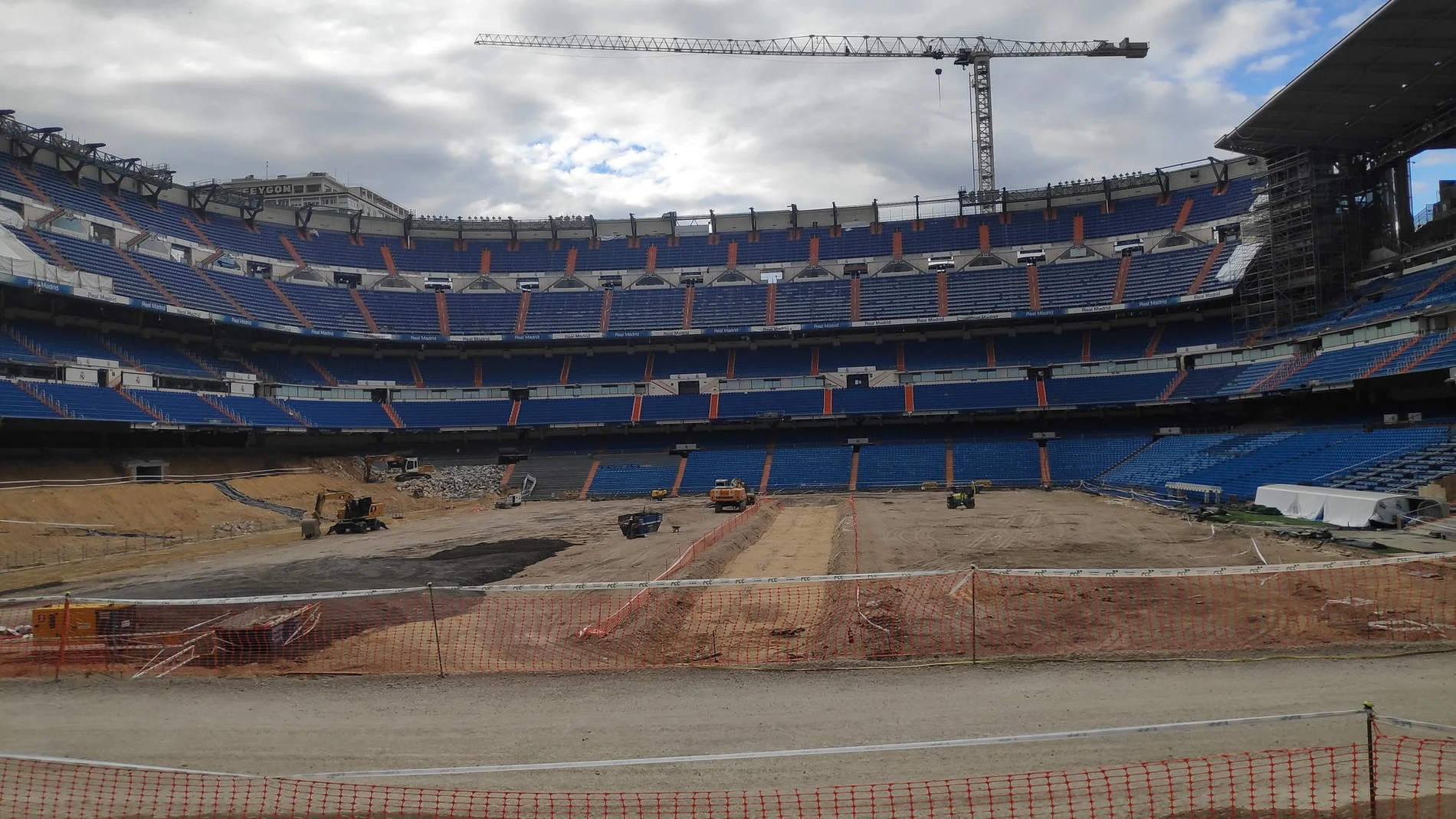 Imagen del estado en el que se encuentran las obras del estadio Santiago Bernabéu.