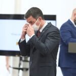 El presidente del Gobierno, Pedro Sánchez, a su llegada hoy a la presentación del Plan de Impulso al Sector Turístico