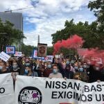 Concentración de trabajadores de Nissan en el centro de Barcelona, el 18 de junio de 2020