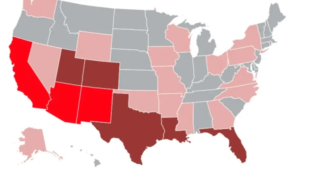 Porcentaje de condados por estadocon topónimos hispanos