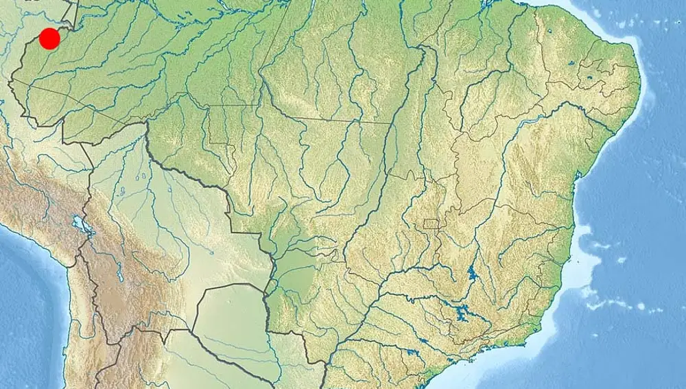 Localización aproximada del lugar desde el que se observó el evento del río Curuça.