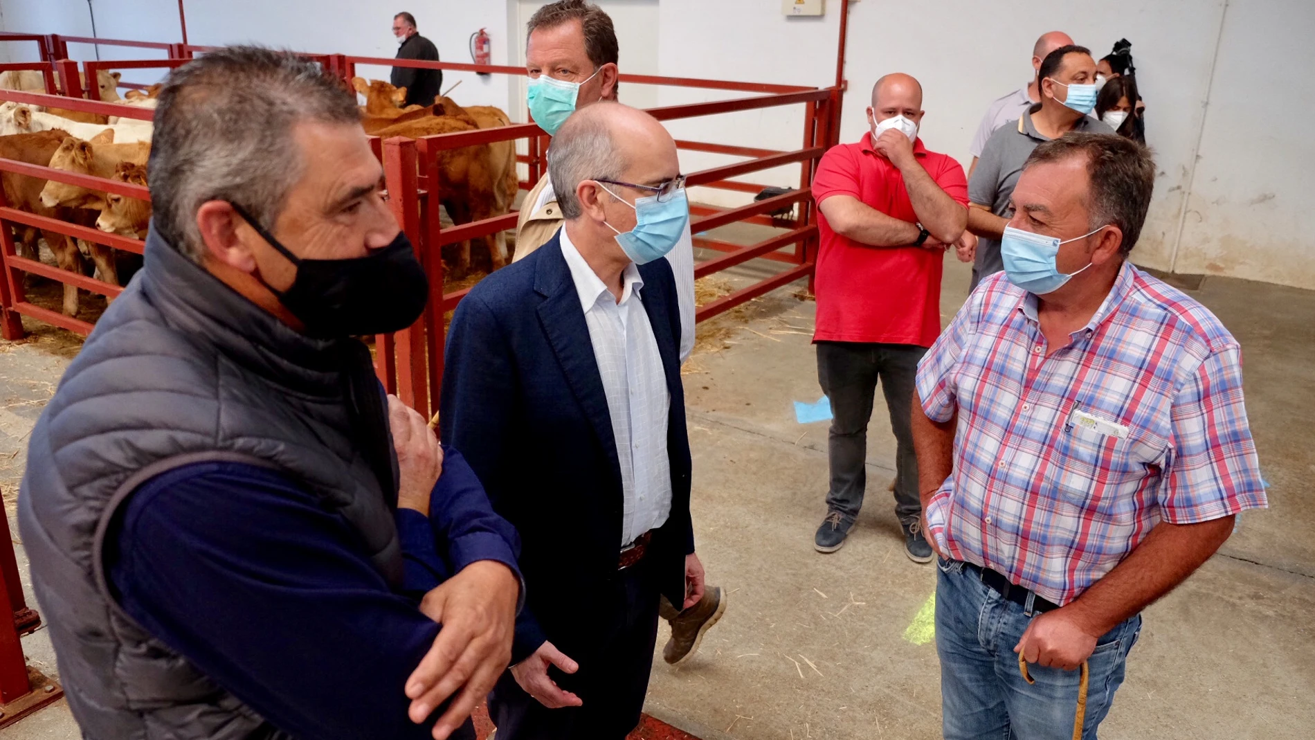 El presidente de la Diputación de Salamanca, Javier Iglesias, y el concejal Julián Barrera, visitan el mercado de ganado