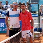 Novak Djokovic y Viktor Troicki antes de su partido en el Adria Tour en Belgrado
