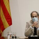 El presidente de la Generalitat, Quim Torra, durante la reunión semanal del gobierno de la Generalitat.