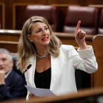 La ministra de Trabajo, Yolanda Díaz, durante una sesión en el Congreso tras el estado de alarma