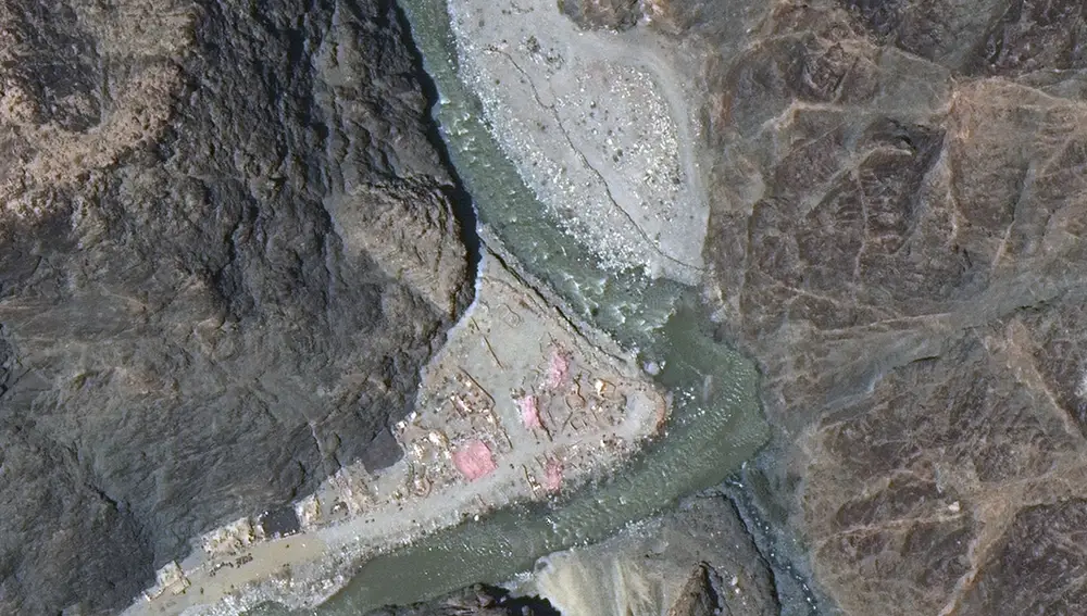Imágenes satelitales del valle de Galwan, en la frontera llamada Línea de Control Actual