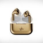 Tanto su cuerpo como la carcasa de carga de estos airpods son de oro 750
