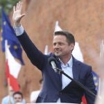 Banderas europeas en un mitin del candidato opositor Rafal Trzaskowski a las elecciones presidenciales de Polonia
