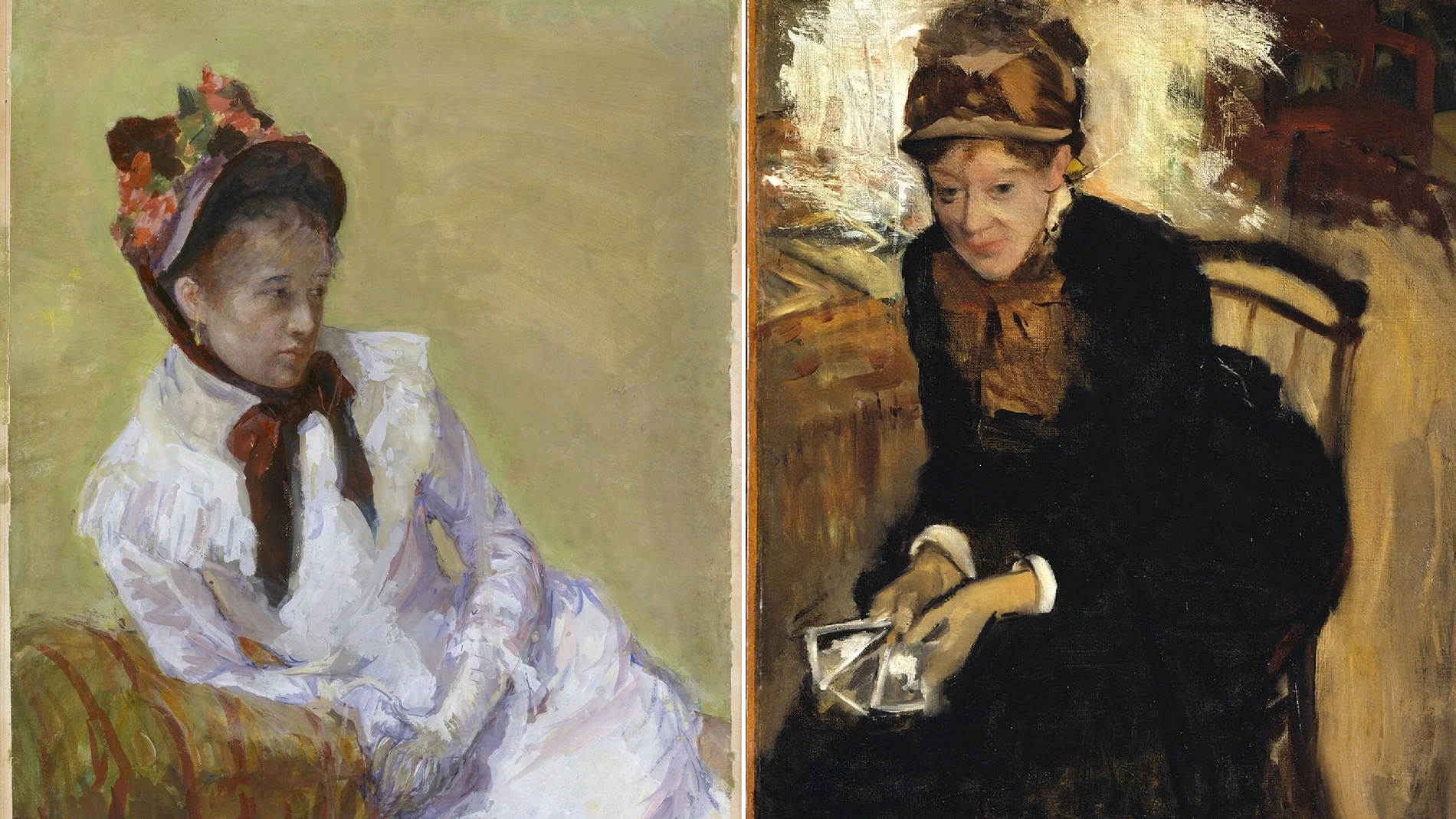 A la izquierda, un autorretrato de Mary Cassatt y a su lado el retrato que le hizo Degas