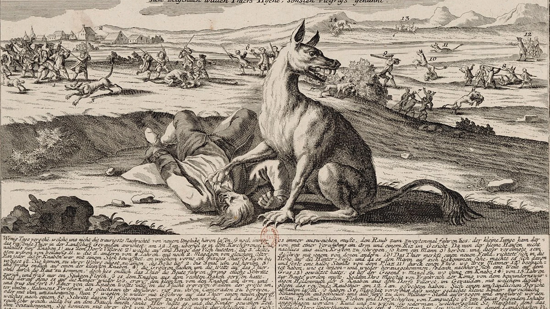 Ilustración de la bestia en un periódico de la época