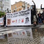Los trabajadores de Nissan de Barcelona, durante la manifestación en defensa de sus puestos de trabajo