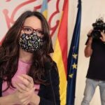 La vicepresidenta y portavoz del Consell, Mónica Oltra, durante la rueda de prensa celebrada tras la sesión plenaria semanal del Gobierno de la Generalitat