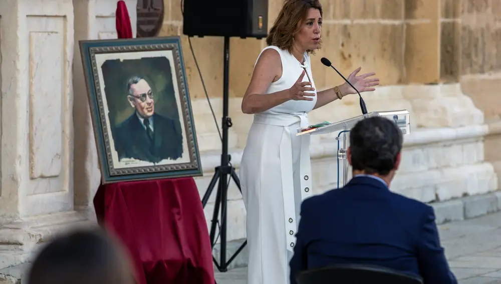 La secretaria general del PSOE andaluz, Susana Díaz, durante su intervención en el acto conmemorativo del nacimiento de Blas Infante